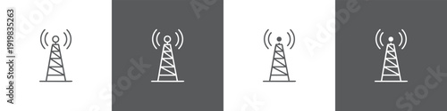 Signal line glyph icon style in white and black background