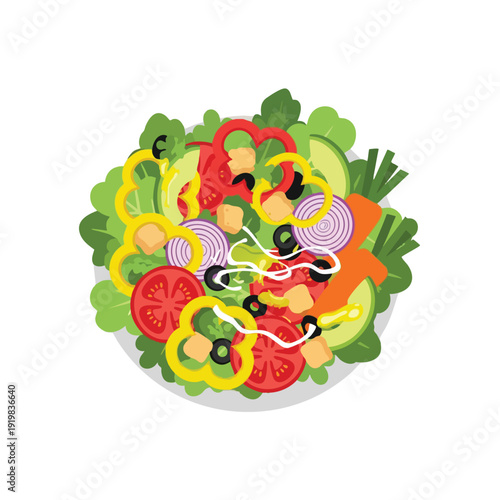 Colorful Assorted Vegetable Salad with Fresh Greens and Vibrant Vegetables