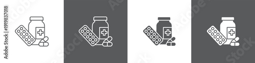 Medicine line glyph icon style in white and black background
