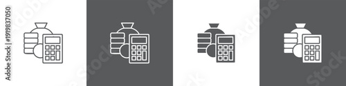 Accounting line glyph icon style in white and black background