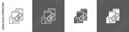 Backlinks line glyph icon style in white and black background
