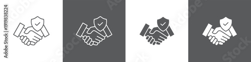 Trust line glyph icon style in white and black background