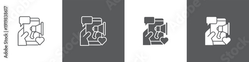 Virals line glyph icon style in white and black background