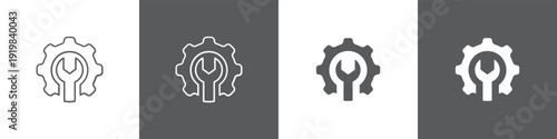 Maintenance line glyph icon style in white and black background