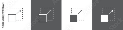 Scalability line glyph icon style in white and black background