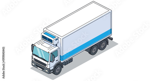 Isometric Refrigerated Truck Delivering Goods.