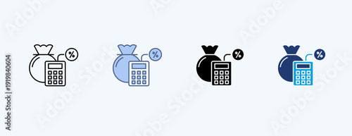 Tax Calculator Multiple Icon Illustration Vector