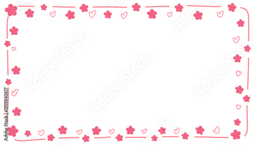 Pink Sakura Cherry Blossom Floral Frame Illustration