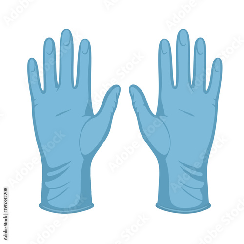 Blue Protective Latex Gloves Illustration