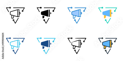AI for Ad Creation icons set multiple style collection. Editable stroke 
