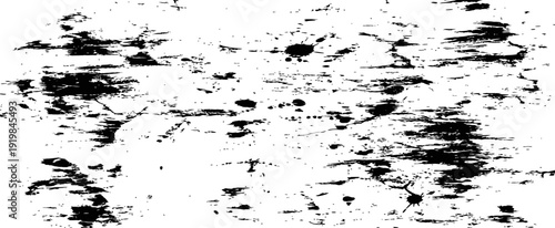 Abstract black paint brush strokes and ink splatters grunge texture