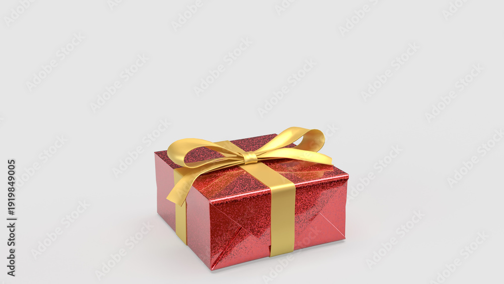 Obraz premium Luxury Red Gift Box with Gold Ribbon on White Background 3d render.