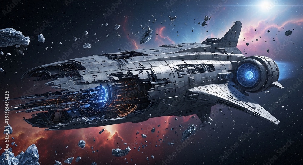 custom made wallpaper toronto digitalSpaceship in space against starry background