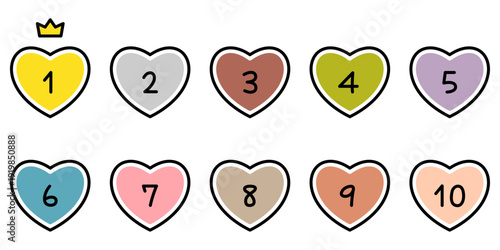 ハート型のかわいいランキング素材