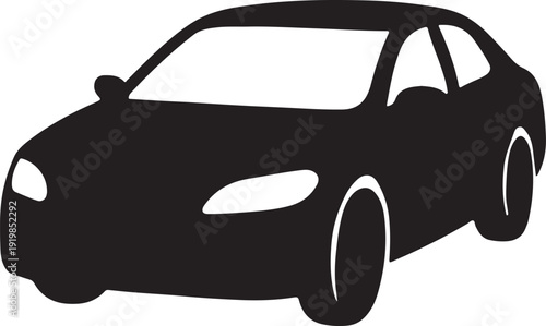 Highway driving car silhouette in dynamic perspective view, speed motion concept, long road journey, cinematic transport scene, modern vector illustration.