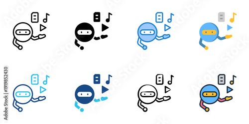 Chatbots Content Creation icons set multiple style collection. Editable stroke 
