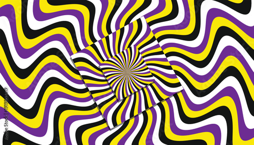Mesmerizing Op Art Illusion with Swirling Hypnotic Wavy Lines and Vivid Colors