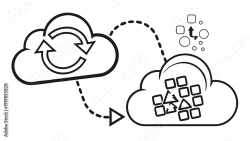 Cloud Computing Data Sync Vector Icon - Network Server Migration