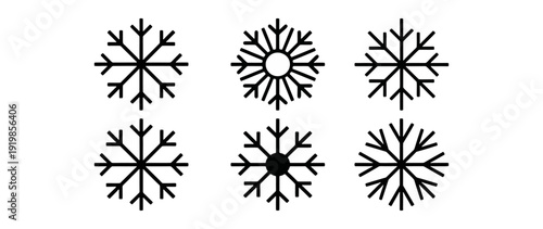 Simple line art snowflake icons