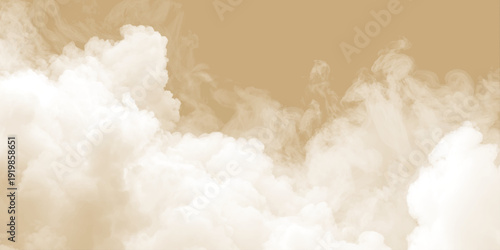 gold atmospheric clouds on beige background against a warm beige sky, the soft wispy texture golden hue create a luxurious, peaceful design.