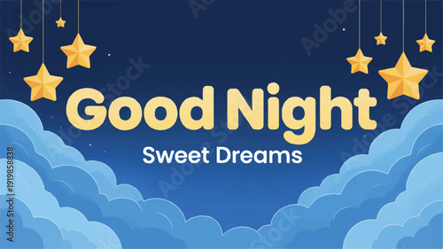 A serene digital illustration of a peaceful night sky with stars and clouds, conveying a sense of calm and sweet dreams from a bird's eye view