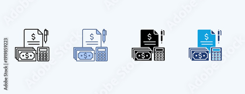 Income Planning Multiple Icon Illustration Vector