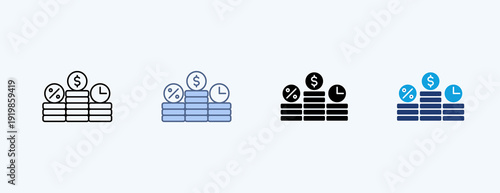Debt Management Multiple Icon Illustration Vector