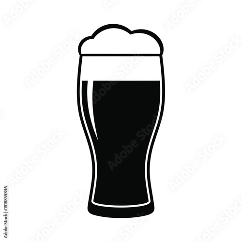 Black beer glass with foam drink