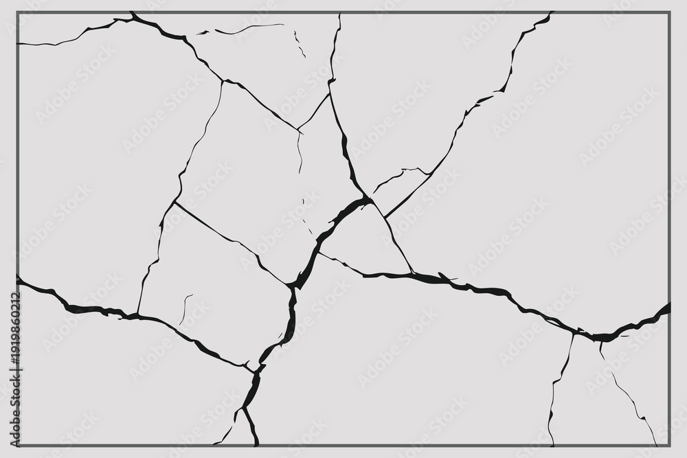 Fotografie Realistic Glass Cracked texture distressed dry ground vector illustration