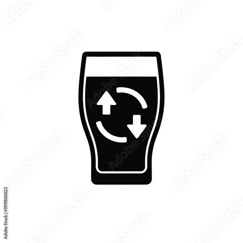 Black glass with white arrows recycling symbol