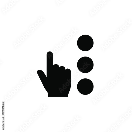 Black hand pointing to three dots finger index
