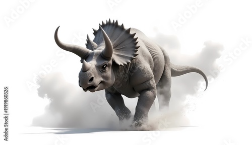 Ancient triceratops herbivore dinosaur isolated for educational design