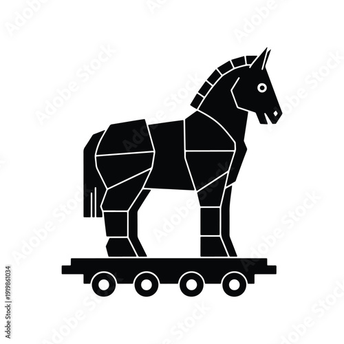 Trojan Horse Icon Vector – Ancient Strategy and Myth Symbol