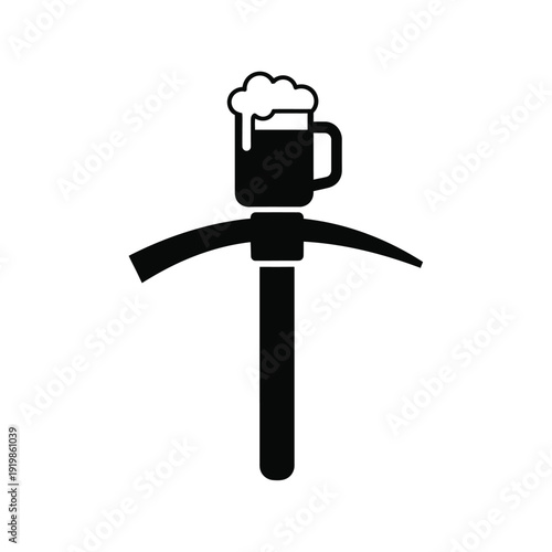 Black pickaxe with beer mug on symbol