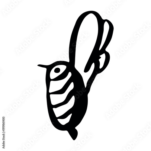 Hand drawn happy funny cute honey bee clipart Adorable flying striped insect friendly kawaii bumble bee For kids print, web, design, decor, logo