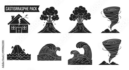 Collection of Natural Disaster Icons and Symbols.