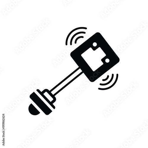 Black wireless key fob with signal waves