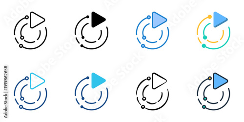 AI Motion Graphics icons set multiple style collection. Editable stroke 
