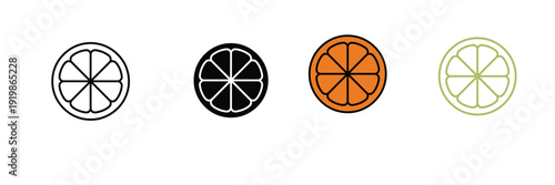 Fresh Lemon Citrus Slice Icon for Juice, Healthy Food, and Vitamin C. Vector Illustration.