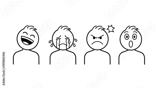 Four Different Facial Expressions of Emotions.
