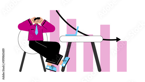 Unsuccessful businessman facing business distress and financial crisis