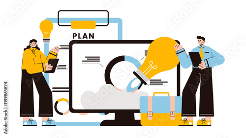 Professional businesswoman observing business idea rocket for startup launch