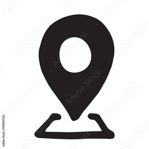 Hand drawn map pin Map marker pointer sign GPS and mapping tools Location pin symbol Pinpoint clipart in doodle style Single element for web, design