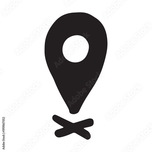 Hand drawn map pin Map marker pointer sign GPS and mapping tools Location pin symbol Pinpoint clipart in doodle style Single element for web, design