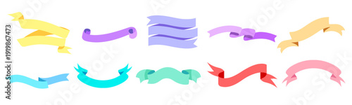 Colorful Flat Vector Ribbon Banners and Scroll Illustrations