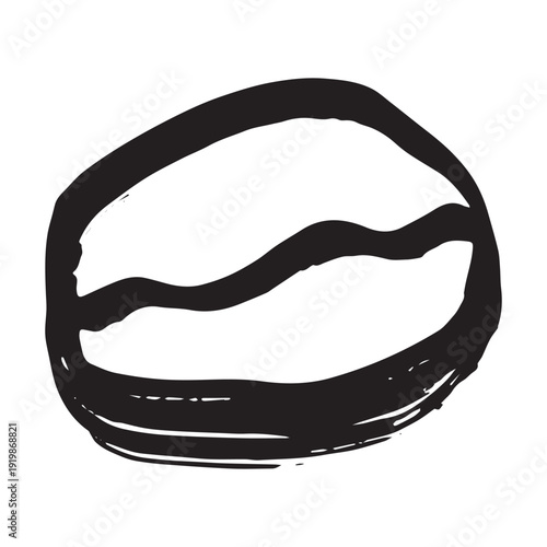 Hand drawn fresh roasted coffee bean Arabica robusta seed doodle Single element for print, web, design, decor