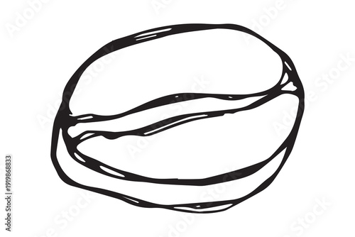 Hand drawn fresh roasted coffee bean Arabica robusta seed doodle Single element for print, web, design, decor