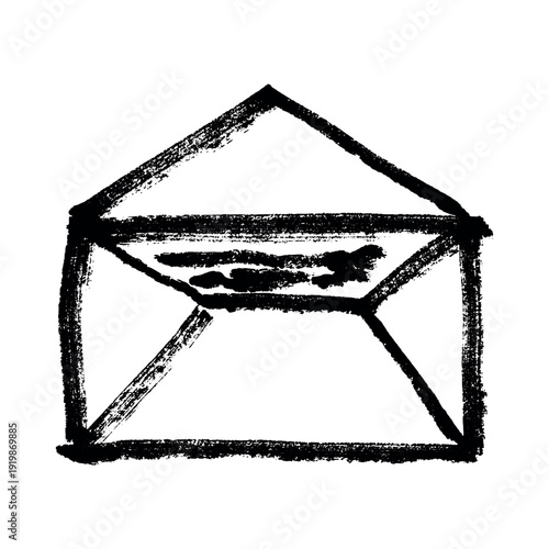 Hand drawn envelope with letter inside Mail and correspondence doodle Love, communication, invitation Single element for design, print, decor