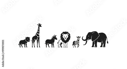 Collection of Various Wild Animals Silhouettes.