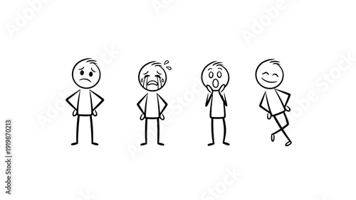 Simple Stick Figures Showing Different Emotions.